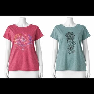 🧘‍♀️Zen Graphic Tee Bundle – Lotus & Buddha Designs | Soft Stretch XXL Pair